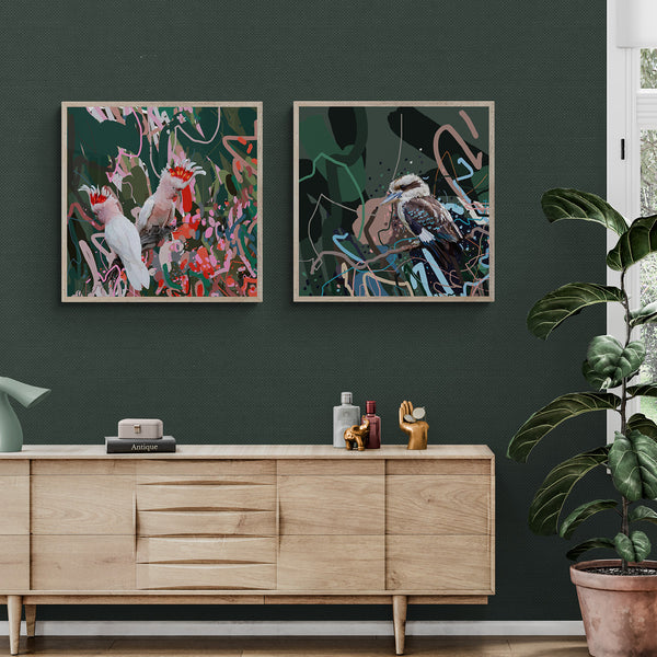 Birds in the abstract art print canvas collection 