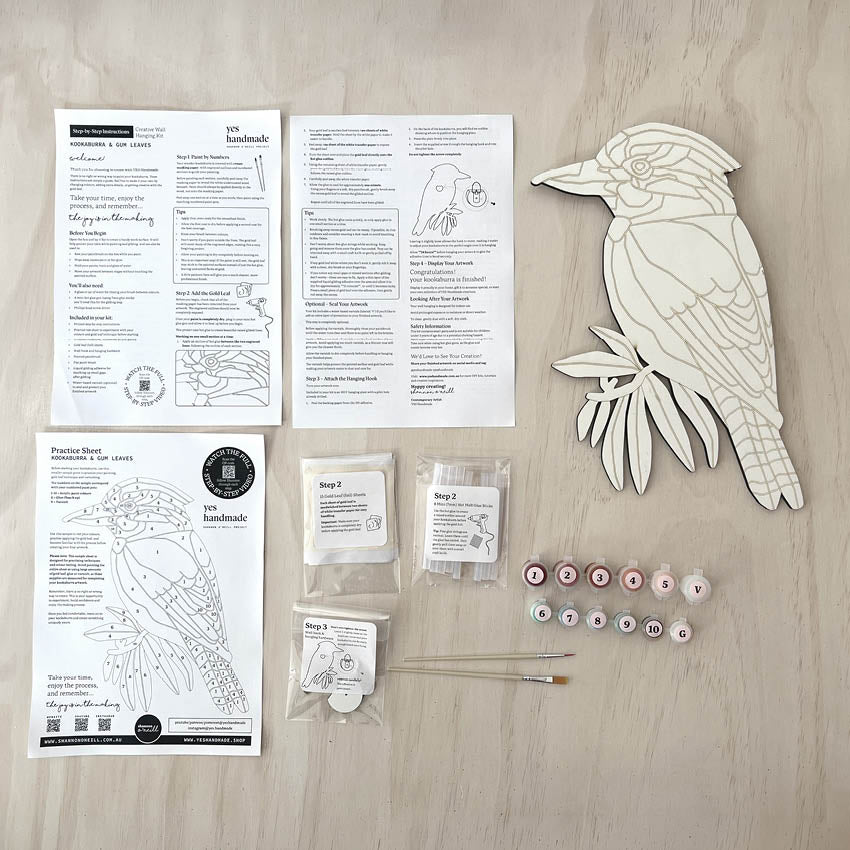 Kookaburra Paint by Numbers & Gold Gilding DIY Kit
